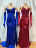 Sequin Patchwork Sling Split Bandage Dress GMYU-8415