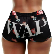Letter Print Tight Short QYMF-3057