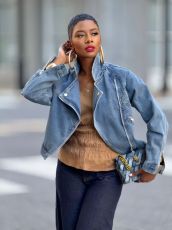 Lapel Zipper Denim Coats GYLN-9150