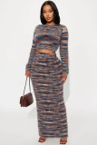 Fashion Long Sleeve Knits Two Piece Skirts Set QXTF-8512