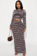 Fashion Long Sleeve Knits Two Piece Skirts Set QXTF-8512