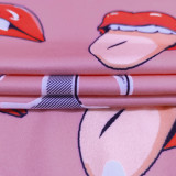 Letter Print Tight Short QYMF-3057