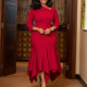 Plus Size Slash Neck 3/4 Sleeve Irregular Midi Dress GMLF-3350