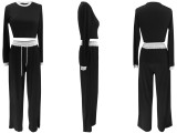 Contrast Color Long Sleeve Pants Suit QYMF-3158