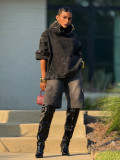 Plus Size Solid Color Hooded Loose Sweatshirt GYLN-0011