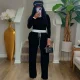 Contrast Color Long Sleeve Pants Suit QYMF-3158