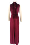 Solid Color Sleeveless Split Maxi Dress XHXF-470