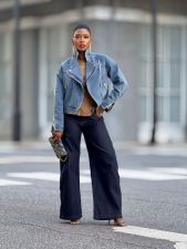 Lapel Zipper Denim Coats GYLN-9150