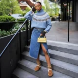 High-Neck Contrast-Color Knit Top Sweater ZSD-0348