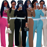 Contrast Color Long Sleeve Pants Suit QYMF-3158
