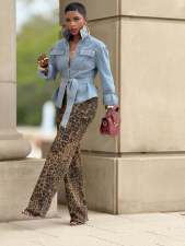 Long Sleeve Tie Up Denim Coats GYLN-2117