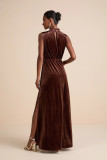 Solid Color Sleeveless Split Maxi Dress XHXF-470