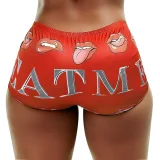 Letter Print Tight Short QYMF-3057