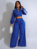 Stripe Patchwork Zipper Thickened Pants Suit BMF-TW562