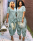 Short Sleeve Loose Denim Jumpsuit GAKF-A41015