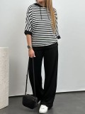 Stripe Half Sleeve Hoodies Pants Loose Suit GWSF-T109082348