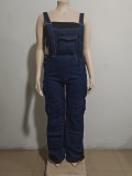 Plus Size Fashion Multi-pockets Denim Jumpsuit GAKF-A40304