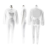 Solid Color Long Sleeve Sport Pants Suit BMF-TW502