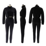 Solid Color Long Sleeve Sport Pants Suit BMF-TW502
