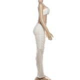 Pearl Halterneck Tops Long Skirt Mesh Set XEF-K25D81951