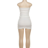 Solid Color Tube Top Bandage Two Piece Skirt Set DLSF-K25S80945