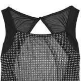 Mesh Hot Drill Backless Maxi Dress BY-7551
