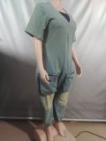Short Sleeve Loose Denim Jumpsuit GAKF-A41015