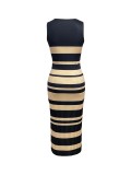 Sleeveless Stripe Print Long Dress GWSF-T479309673