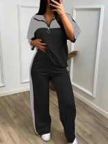 Color Block Sport Two Piece Pants Set GWSF-T454743417