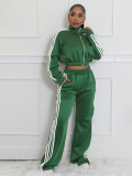 Stripe Patchwork Zipper Thickened Pants Suit BMF-TW562