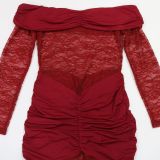 Lace Patchwork Backless Tube Top Dress CYA-902088