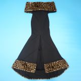 Leopard Print Furzzy Collar Maxi Dress YF-250917