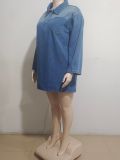 Lapel Loose Fashion Denim Mini Dress GAKF-A40301