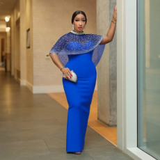 Fashion Slim Solid Color Dress Cape Two-Piece Set CYA-902075