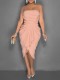 Solid Color Wrap Chest Pleated Mini Dress GWSF-789666818