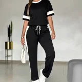 Casual Sport Patchwork Two Piece Pants Set GWSF-T8309218435