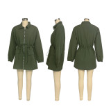 Solid Color Zipper Drawstring Mini Dress BMF-TW534