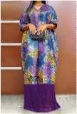 Plus Size V Neck Tassel Loose Print Maxi Dress GWSF-T502855095
