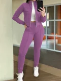 Solid Color Zipper Two Piece Pants Set GWSF-T189343150