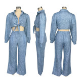 Long Sleeve Loose Shirt Pants Suit BMF-TW506