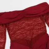 Lace Patchwork Backless Tube Top Dress CYA-902088