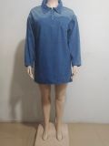 Lapel Loose Fashion Denim Mini Dress GAKF-A40301