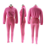 Solid Color Long Sleeve Sport Pants Suit BMF-TW502