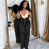 Casual Zipper Denim Overalls Jumpsuit GAKF-A50601