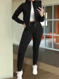 Solid Color Zipper Two Piece Pants Set GWSF-T189343150