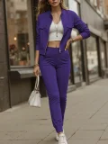 Solid Color Zipper Two Piece Pants Set GWSF-T189343150