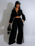 Stripe Patchwork Zipper Thickened Pants Suit BMF-TW562