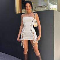 Solid Color Tube Top Bandage Two Piece Skirt Set DLSF-K25S80945