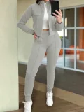Solid Color Zipper Two Piece Pants Set GWSF-T189343150