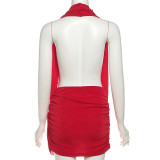 Deep V Neck Backless Mini Dress XEF-K25D82314
